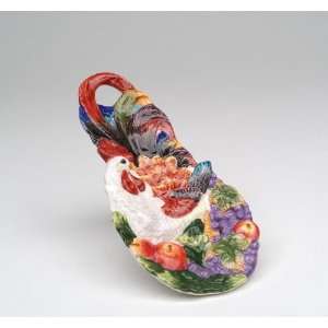  7.5 inch Colorful Ceramic Rooster Figurine With Spoonrest 