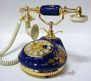 Antique Vintage Style 8921 Royal Blue Porcelain Phone  