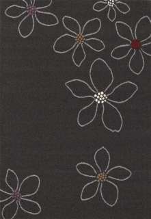 Large Area Rugs Modern Stencil Floral Charcoal 8x11  