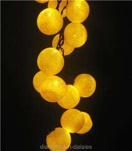 YELLOW COTTON BALLS STRING FAIRY LIGHTS   Party / Patio  