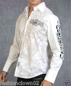 Crave by Rebel Spirit Mens Long Sleeve Shirt NWT C005 White  