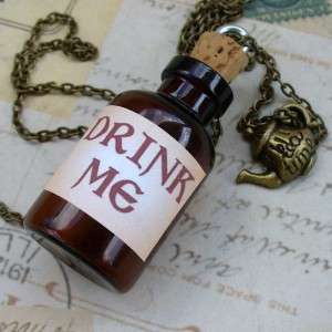 DRINK ME bottle necklace pendant Alice in Wonderland  