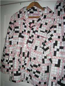 ladies cotton flannel crossword puzzle pajamas NEW S  