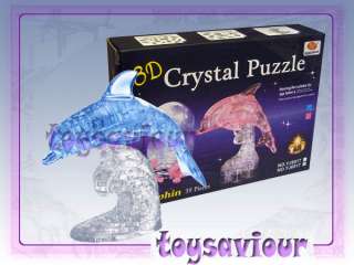 3D Crystal Puzzle Light Flash 39pcs Dolphin Blue  