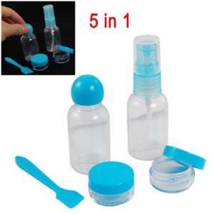  Blue Clear Plastic Cosmetic Bottle Case Mixing Spoon 