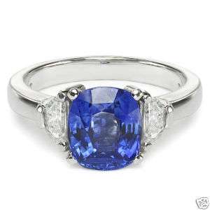 90 ct BLUE SAPPHIRE HALF MOON DIAMOND ENGAGEMENT RING  