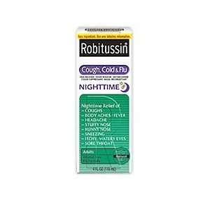  Robitussin Cough Cold And Flu Relief Nighttime Syrup 4 oz 