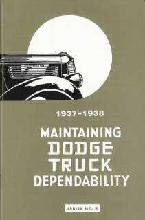 DODGE 1937 & 1938 Truck Owners Manual 37 38 Pick Up  