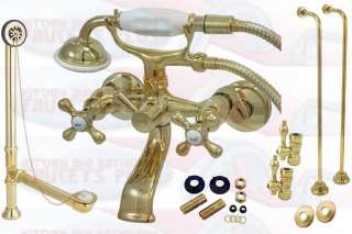   Brass Clawfoot Tub Faucet Kit Includes Drain   Supplies & Stops  