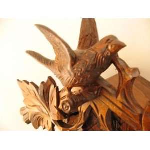 Cuckoo Clock, 3D carvings, birds, nest, grape leaves., Model #8233
