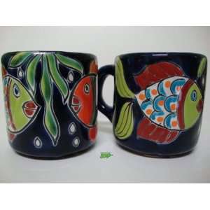   Coffee Mugs Cups Mexico Art Decor Hand Painted 
