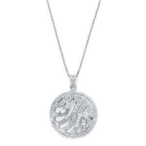    Sterling Silver Diamond Circle Lines Necklace   JewelryWeb Jewelry