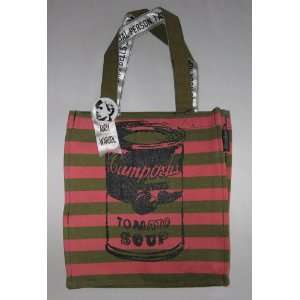Andy Warhol Campbells Tomato Soup Canvas Tote Bag in Pink and Olive