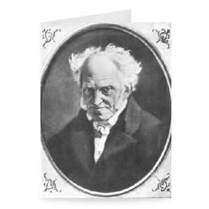 Arthur Schopenhauer (oil on canvas) (b/w   Greeting Card (Pack of 2 