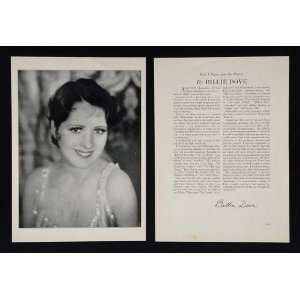  1930 Billie Dove Actor Silent Film Movie Star Print 