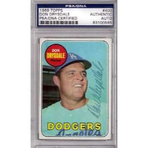 Don Drysdale Autographed 1969 Topps Card PSA/DNA