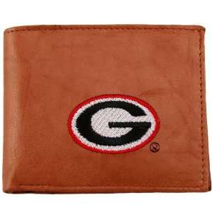  Georgia Bulldogs Brown Leather Embroidered Billfold Wallet 