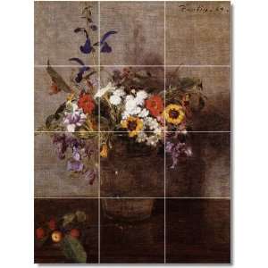 Henri Fantin Latour Flowers Backsplash Tile Mural 8  36x48 using (12 