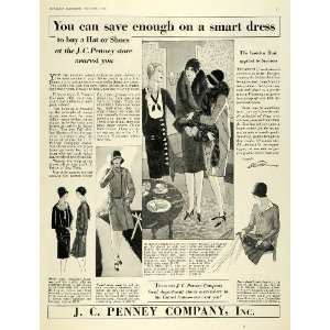 1928 Ad J C Penney Co. Store Deco Fashion Dresses   Original Print Ad