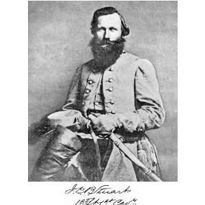 General Jeb Stuart CSA 8 1/2x11 Photo w/ Printed 