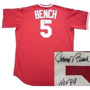 Johnny Bench Signed Jersey   Cooperstown HOF 89