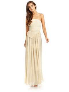 ABS   Pleated Strapless Gown