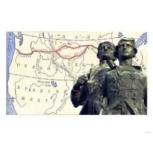  Meriwether Lewis and William Clark with a Map of their 