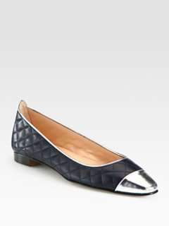 Manolo Blahnik   Quilted Leather and Metallic Leather Ballet Flats