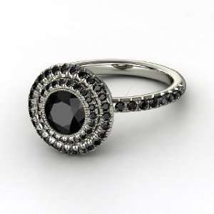  Natalie Ring, Round Black Diamond Palladium Ring Jewelry