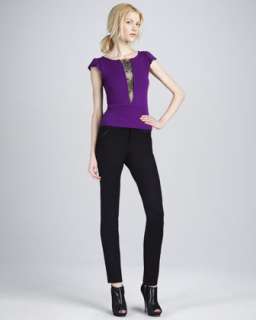 Lace Inset Knit Top & Celine Skinny Pants