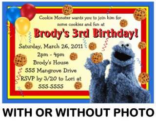 SESAME STREET COOKIE MONSTER BIRTHDAY PARTY INVITATIONS  