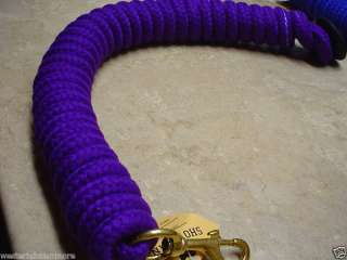    Rolled Braided Cotton Lunge Line Lead Rope Purple w/ chain Training