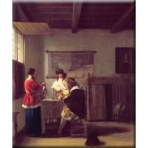   Visit 13x16 Streched Canvas Art by Hooch, Pieter de