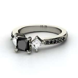  Caroline Ring, Princess Black Diamond 14K White Gold Ring 
