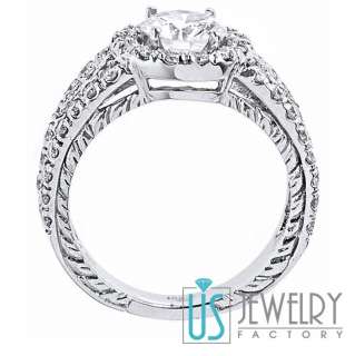 Split Shank Design 1.65ct SI F Round Diamond Antique Engagement Ring 