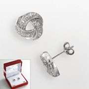 Sterling Silver 1/10 ct. T.W. Diamond Love Knot Button Stud Earrings