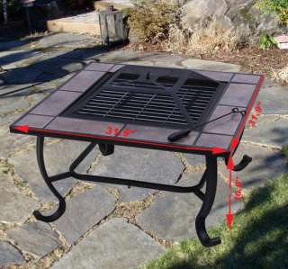 Outdoor patio Metal Fire Pit Stove BBQ Grill Fireplace With Free Cover