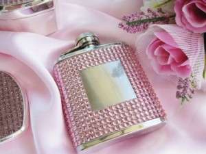 Dazzling Pink Crystal Flasks  Great Bridesmaid Gifts  