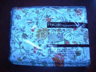 Vintage Floral Percale Full Flat Sheet~New In Package~No Iron~180 