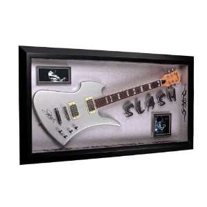  Slash Autographed Signed Silver Guitar & 1 of Kind Display 