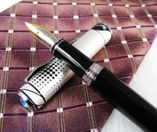 Huashilai White Spotted Silver Nib 22K GP Fountain Pen  