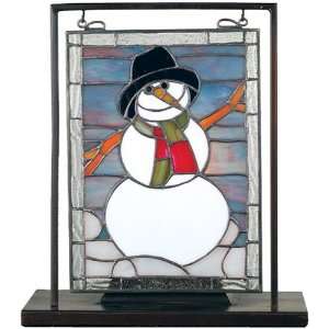  Meyda Tiffany Tiffany Snowman Lighted Mini Tabletop Window 