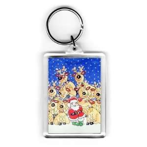 Santa and the Team, 2005 (w/c on paper) by Tony Todd   Acrylic Keyring 