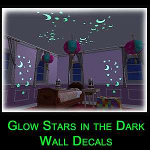 Glow in the Dark Baby Room Kid Wall Sticker Nursery Decal Stars Moon 