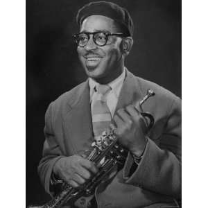 Portrait of Dizzy Gillespie, Bebop King, Holding His Trumpet 