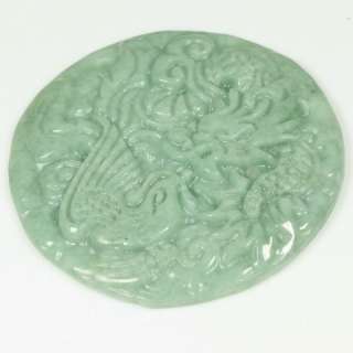 Dragon Phoenix Badge Green Pendant Grade A Jade Jadeite  