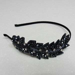 New crystal bead navy leaf head band hair accessory  