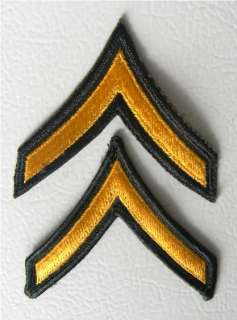New unissued set of U.S. Army Private Chevron rank shoulder patches 