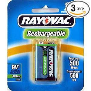 Rayovac Rechargeable NiMH Battery, 9 Volt Size, 1 Count Package (Pack 