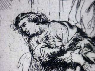 Authentic Rembrandt Van Rijn Orginal Etching Joseph & Potiphars Wife 